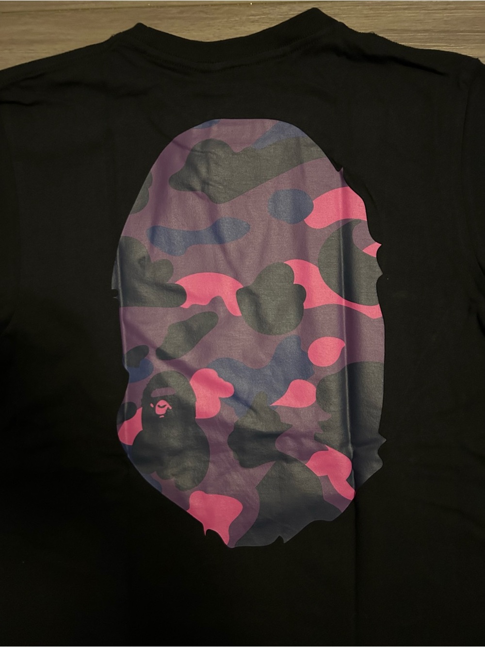 BAPE ABC Camo Big Ape Head Black T-Shirt – Purple/Pink - Picture 5 of 7